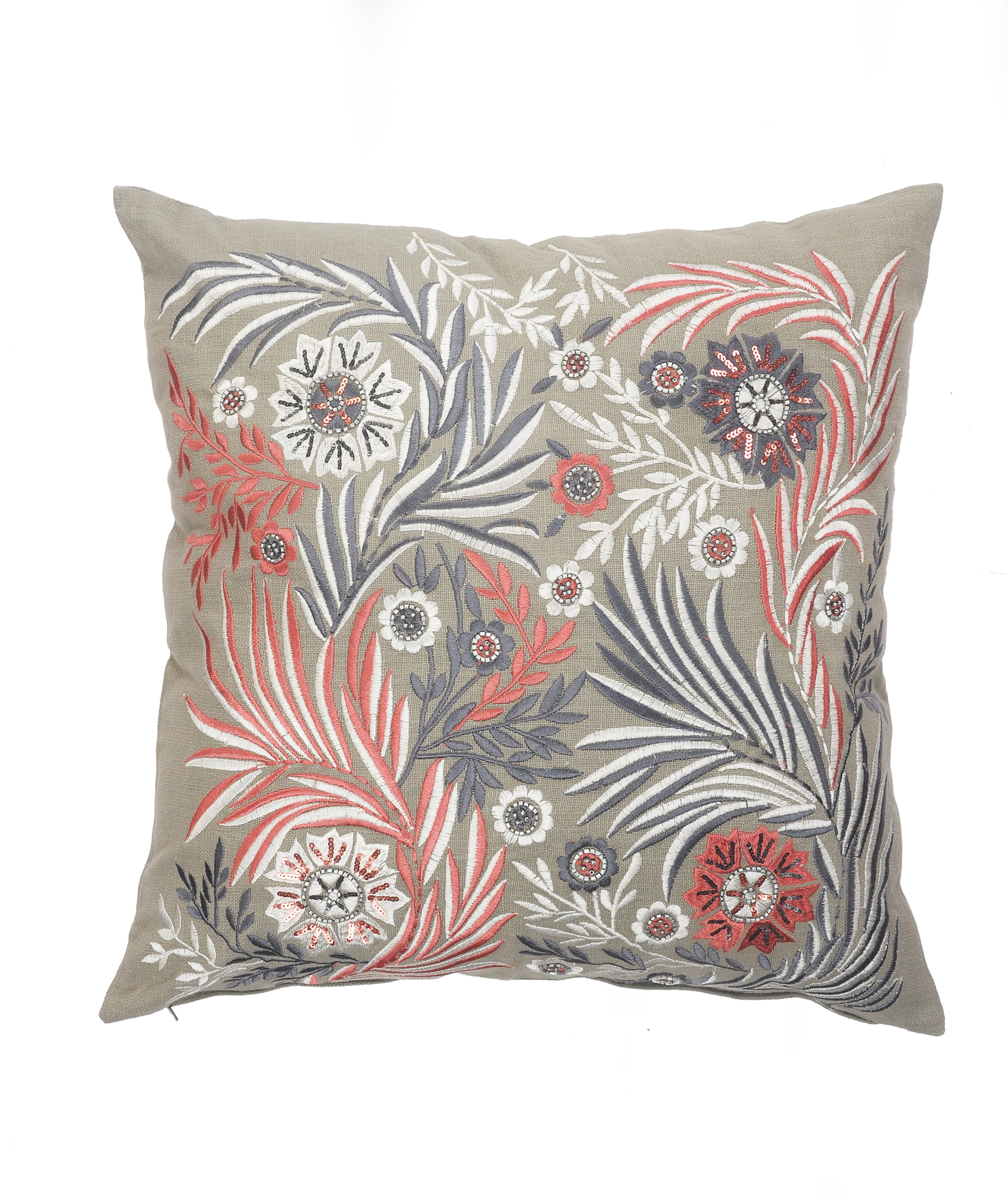 Floral Multicolor Cotton Square Throw Pillow Set