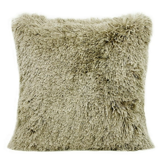 LR Home Taupe Shag Throw Pillow