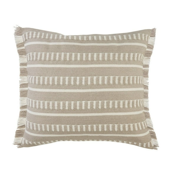 Ox Bay Bailey 24" x 24" Tan/White Striped Outdoor Adult Decorative Throw Pillow