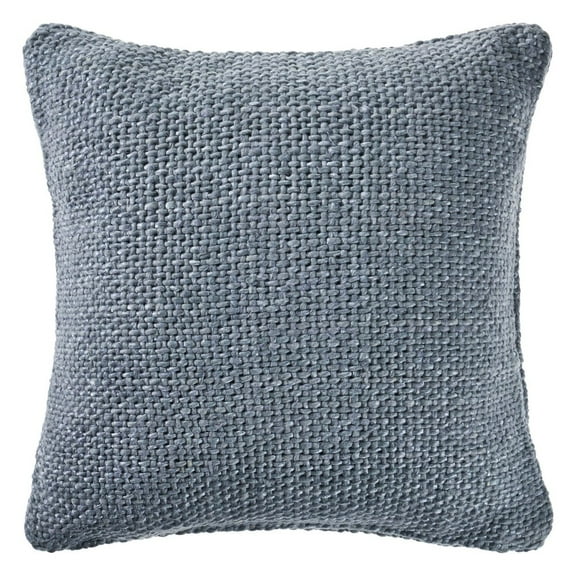 Ox Bay Gavin 20" x 20" Frost Blue Solid Cotton and Linen Adult Decorative Throw Pillow