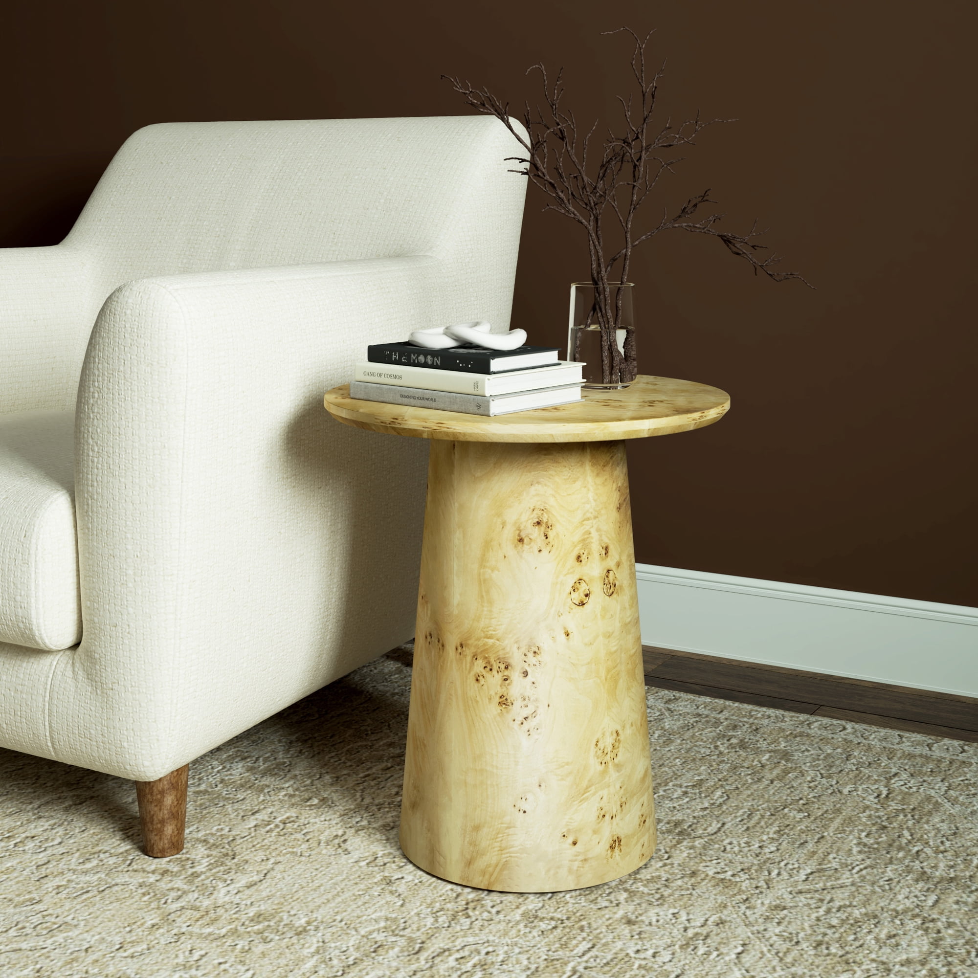 Ox Bay Gabriel Transitional Burl Wood Round Indoor Side Table