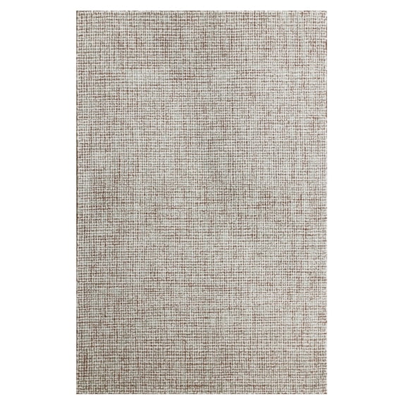 Ox Bay Gingham Checks Grid Wool Hooked Area Rug, Cream / Brown, 5' x 7' 9"