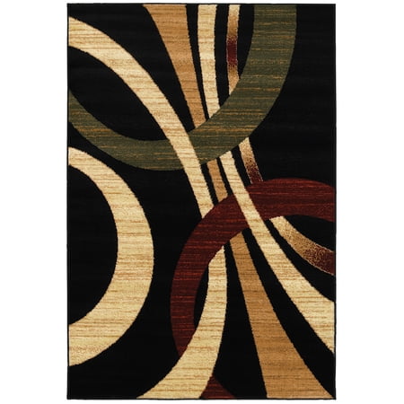 Ox Bay Aura 5'2" x 7'2" Black/Cream Abstract Performance Indoor Area Rug