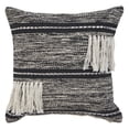 thumbnail image 1 of Ox Bay Faith 18" x 18" Black and Silver Metallic Stripes with Ivory Fringe Cotton Adult Decorative Throw Pillow, 1 of 7