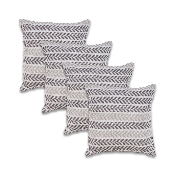 Ox Bay Gray Chevron Organic Cotton Square 4 Piece Pillow Feather Filled Set