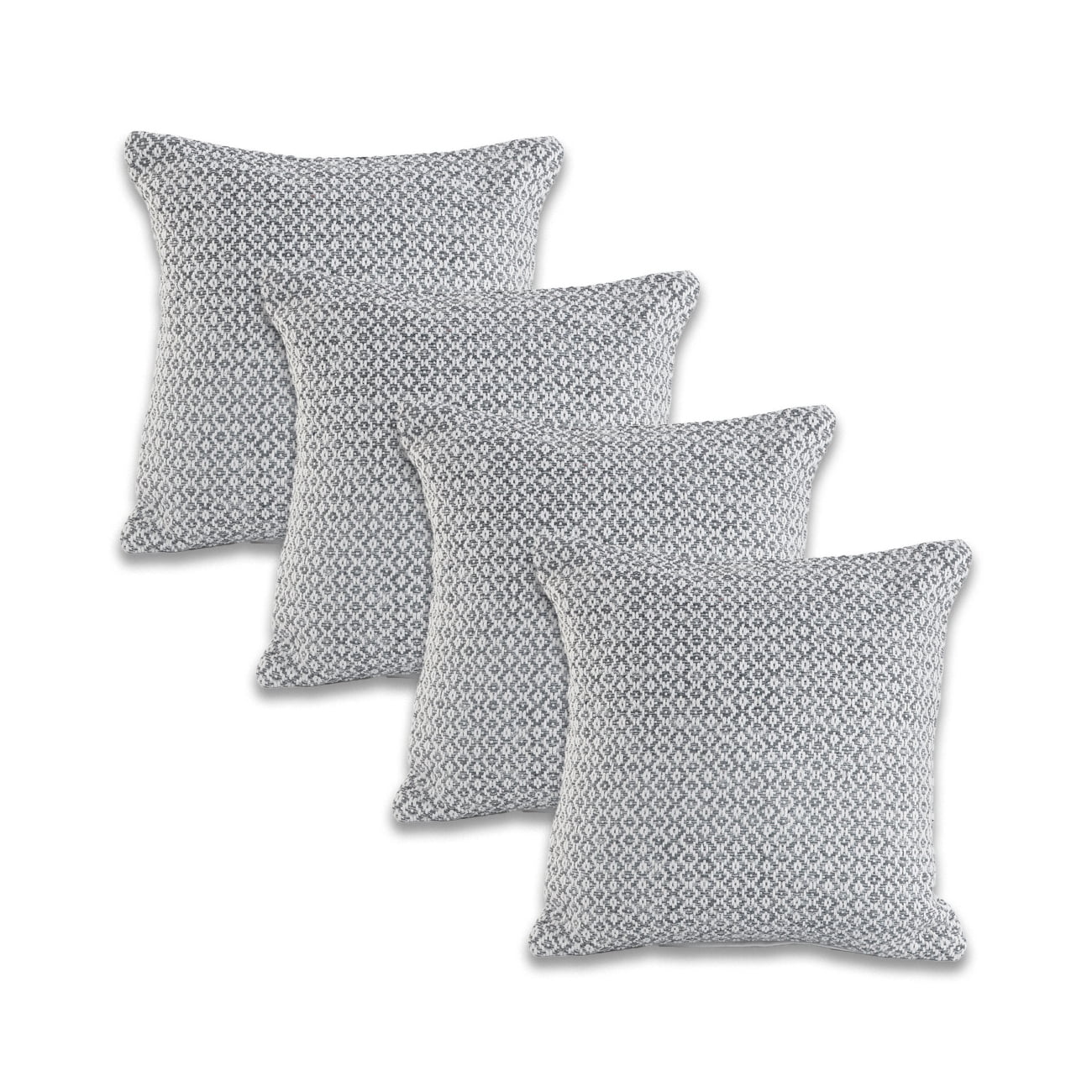Ox Bay Gray Chevron Organic Cotton Square 4 Piece Pillow Feather Filled Set