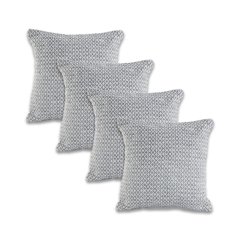 LR Home Insignia Cotton Pillow Set of 4 in Gray/White, 18" x 18"