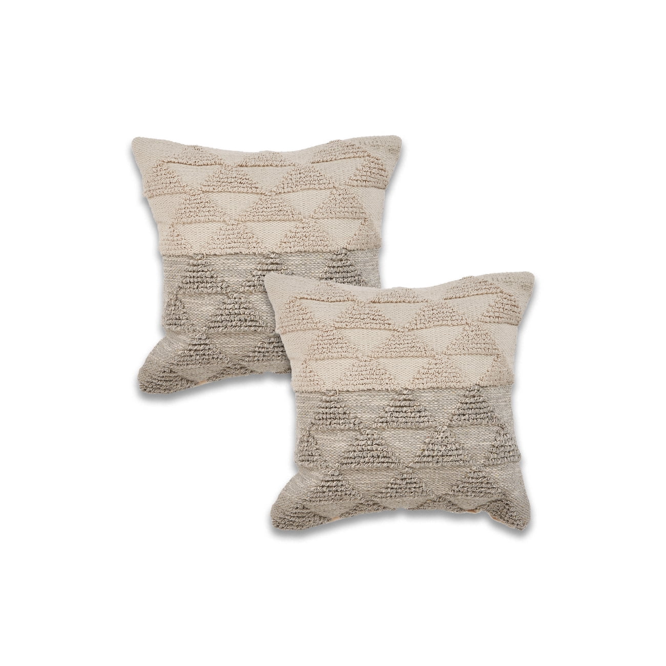 Ox Bay Gray Color Block Organic Cotton Square 2 Piece Pillow Cover Set
