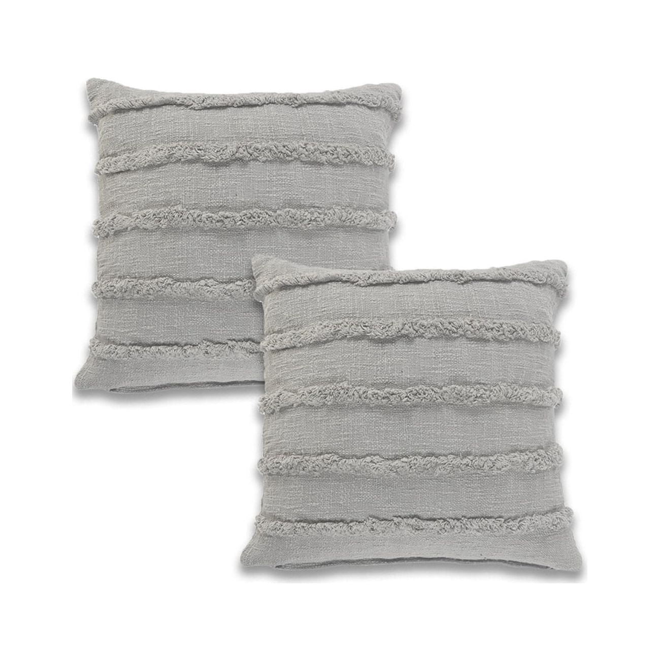 Ox Bay Gray Solid Organic Cotton Square 2 Piece Pillow Feather Filled Set