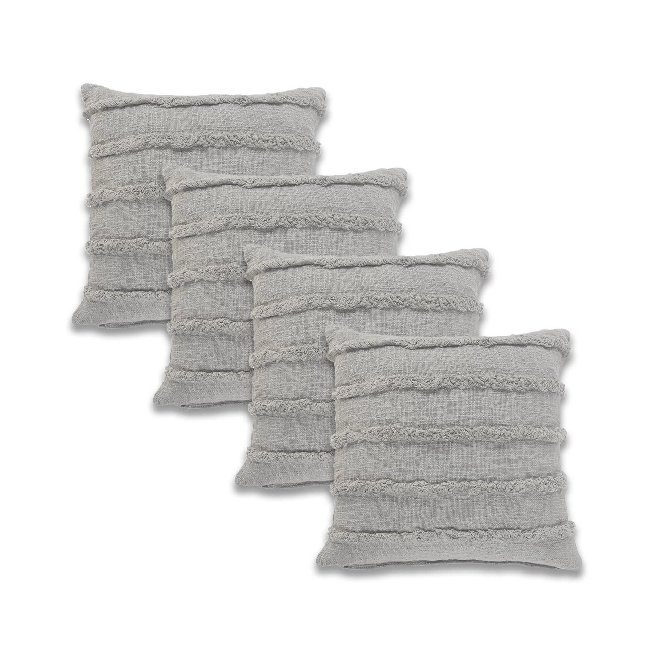 Harlow Hill Micro Chip Striped Contemporary Cotton Feather Filled Pillow Set of 4, 20" x 20"