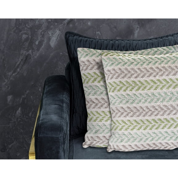 Laddha Home Designs Hand Woven Chevron Square Throw Pillow - 18" - Green and Blue - Set of 2