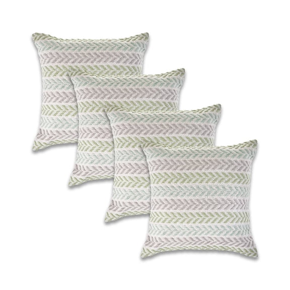LR Home Altair Cotton Pillow Set of 4 in Green/Blue, 18" x 18"