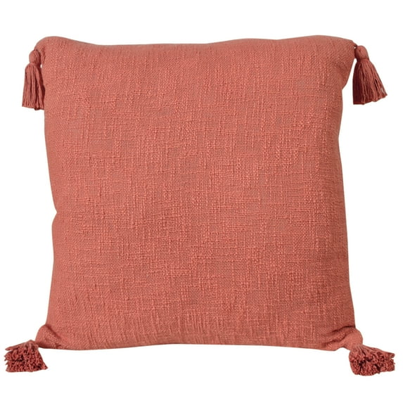 Ox Bay Hampton 20" x 20" Coral Solid Cotton Reversible Adult Decorative Throw Pillow