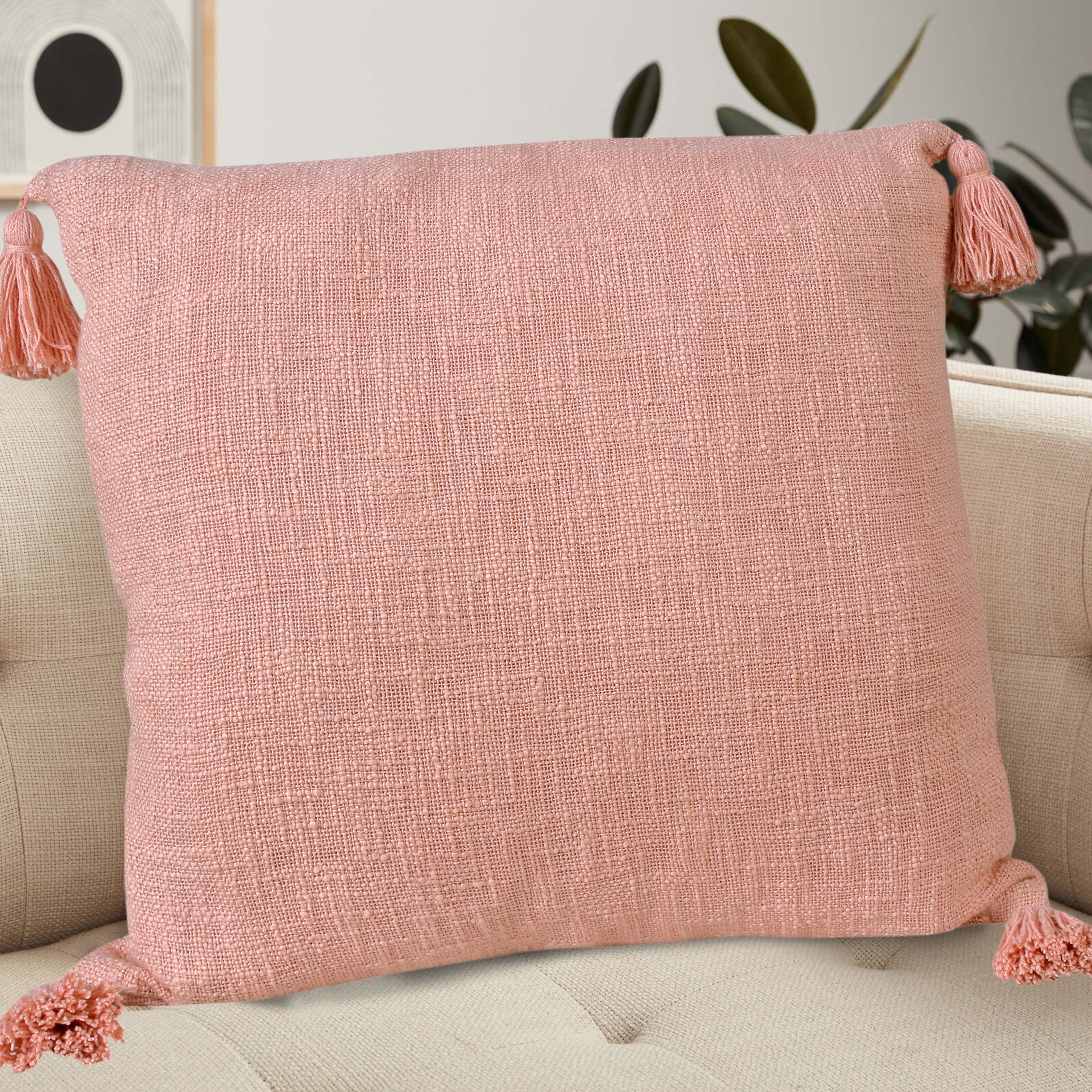 Ox Bay Hampton 20" x 20" Pink Solid Cotton Reversible Adult Decorative Throw Pillow