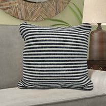Ox Bay Hampton 22" x 22" Blue/White Striped Cotton Adult Decorative Throw Pillow Cover