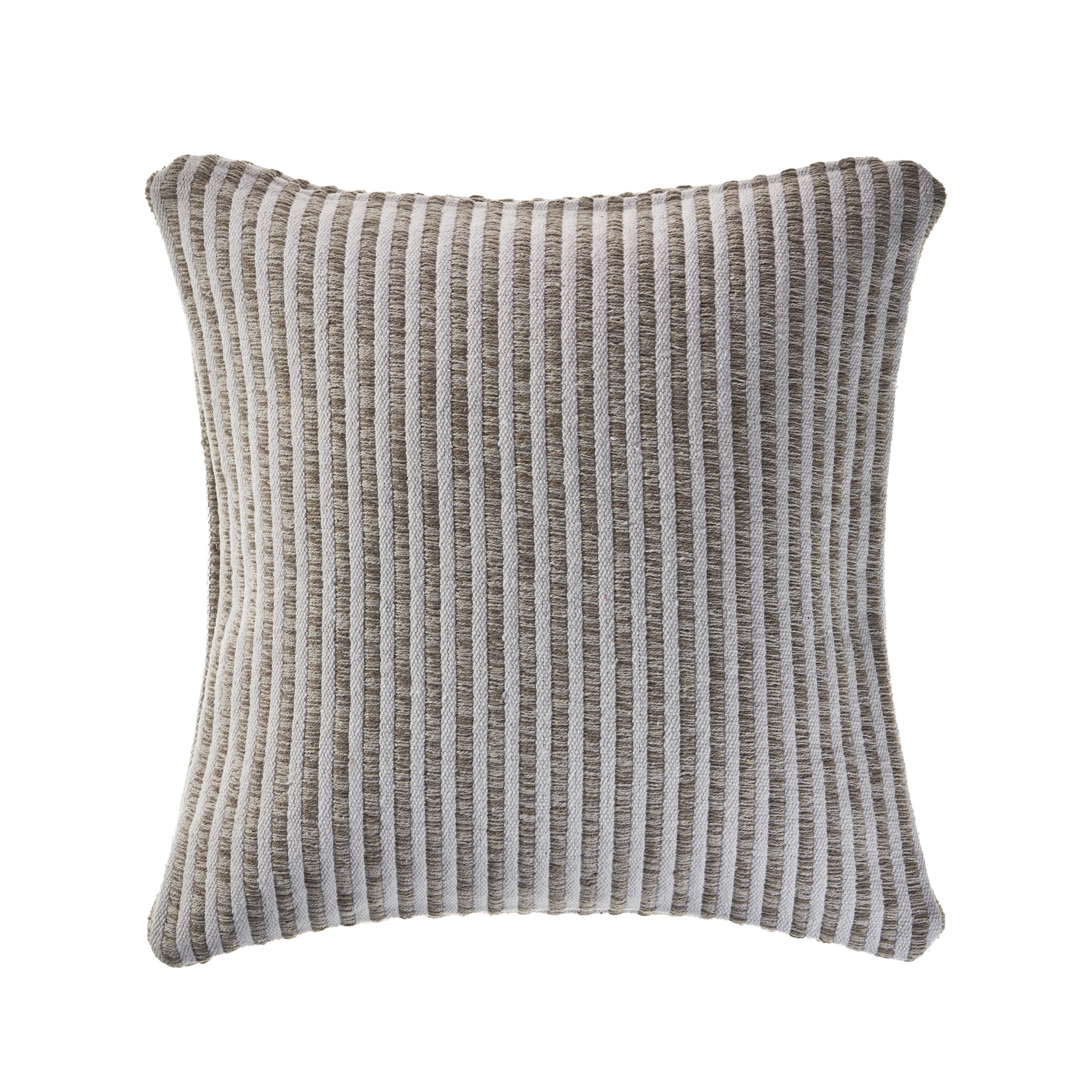 Ox Bay Hampton 22" x 22" Tan/Cream Striped Cotton Adult Decorative Throw Pillow Cover