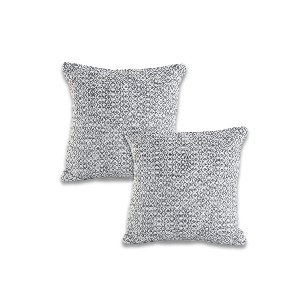 Ox Bay Hampton Set of 2 Gray/White Striped 18" x 18" Cotton Adult Decorative Feather Filled Pillow Set