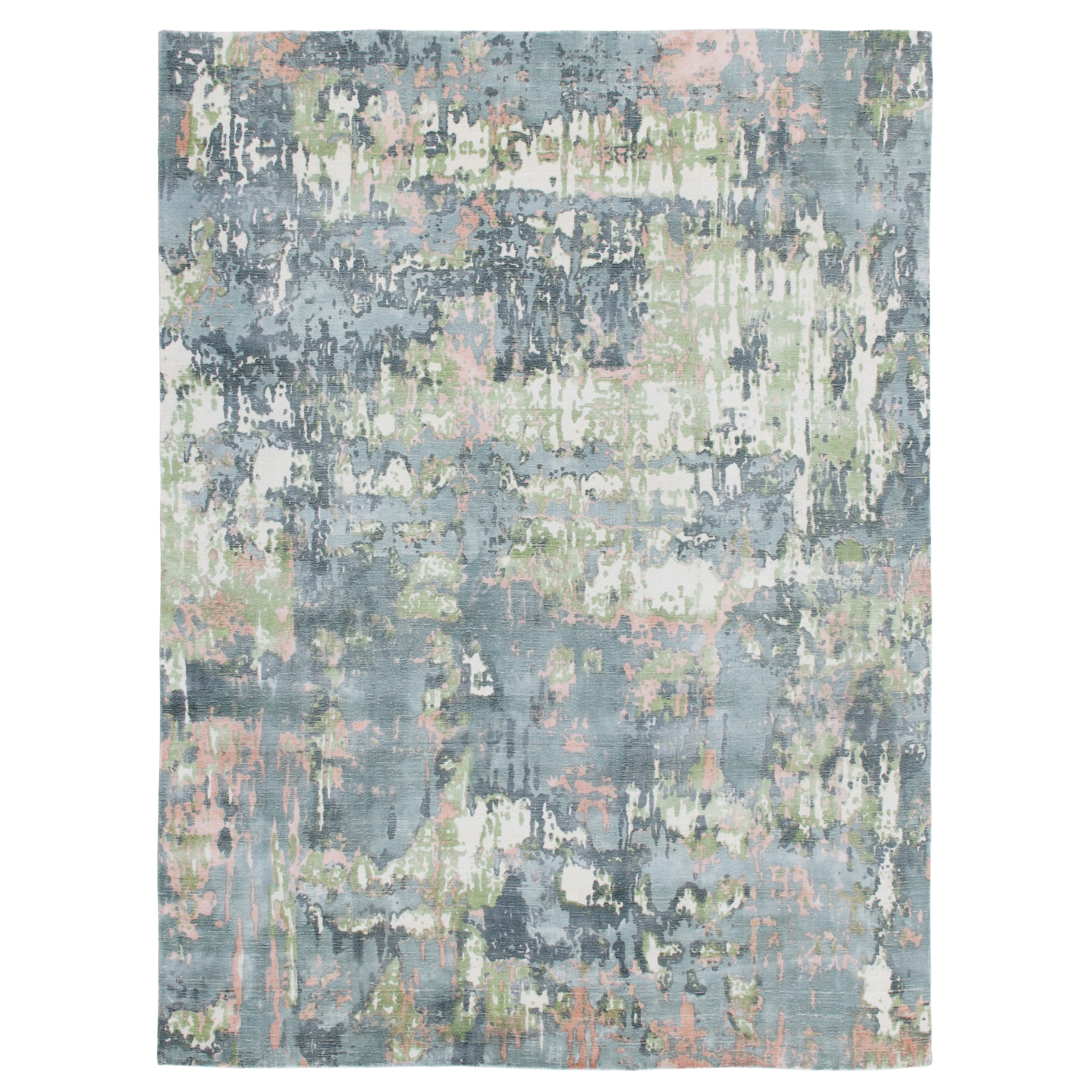 Ox Bay Hand Loomed Abstract Ethereal Garden Area Rug, Blue / Green, 5'9" x 8'9"