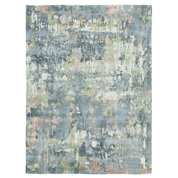 Ox Bay Hand Loomed Abstract Ethereal Garden Area Rug, Blue / Green, 5'9" x 8'9"