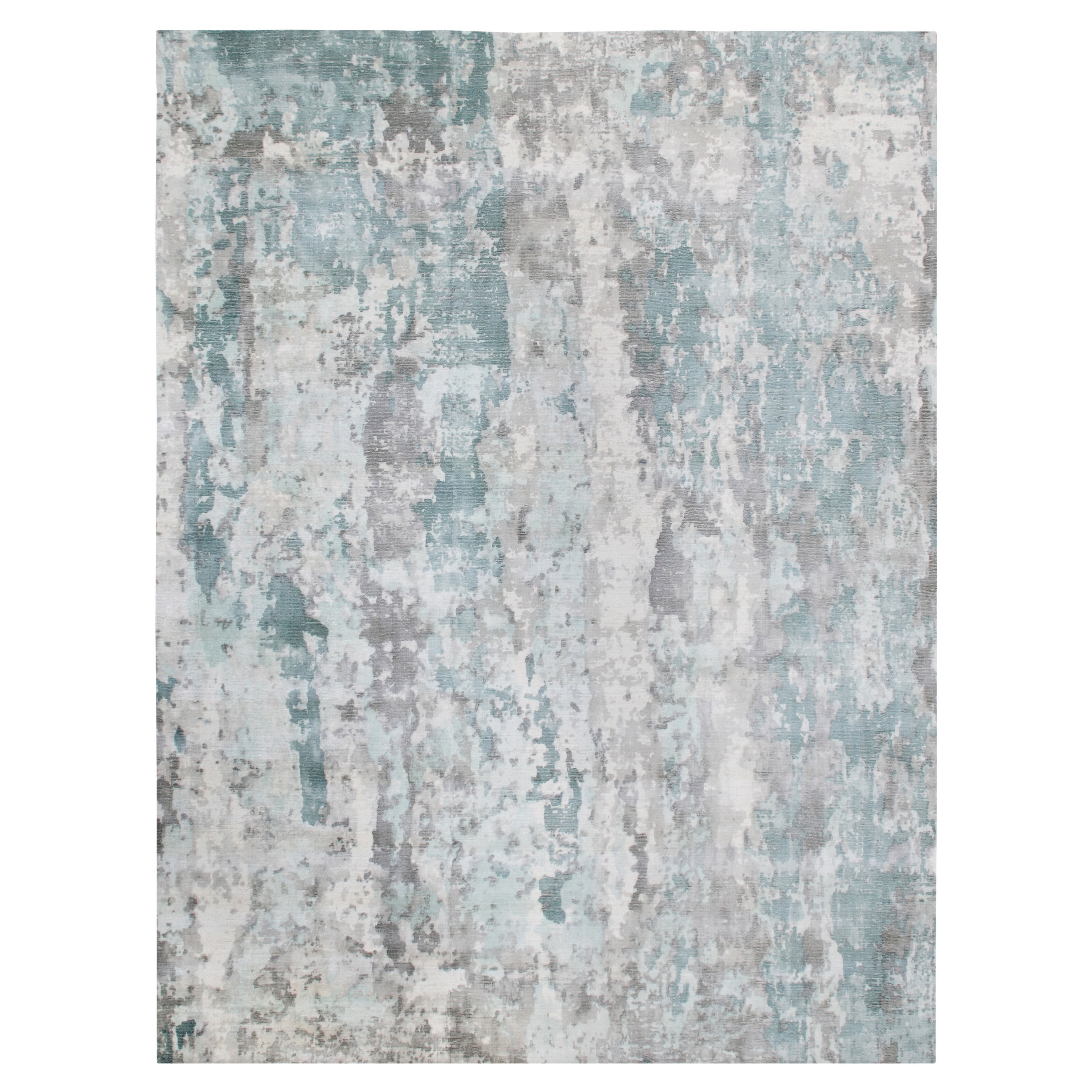 Ox Bay Hand Loomed Contemporary Coastal Abstract Area Rug, Gray / Blue, 5'9" x 8'9"