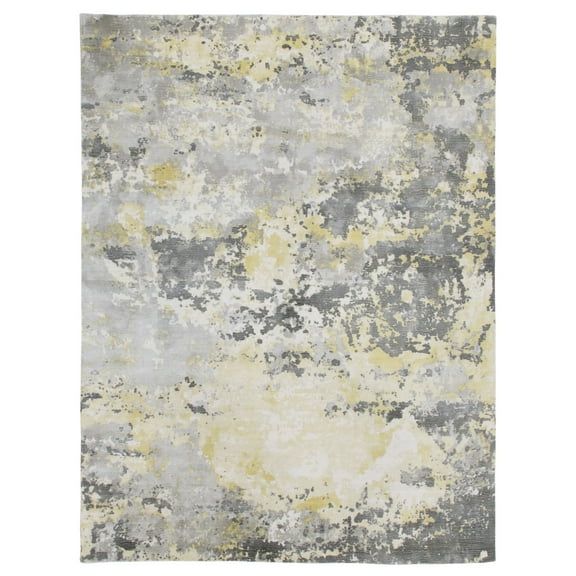 Ox Bay Hand Loomed Modern Abstract Light Area Rug, Gray / Yellow, 2' x 3'
