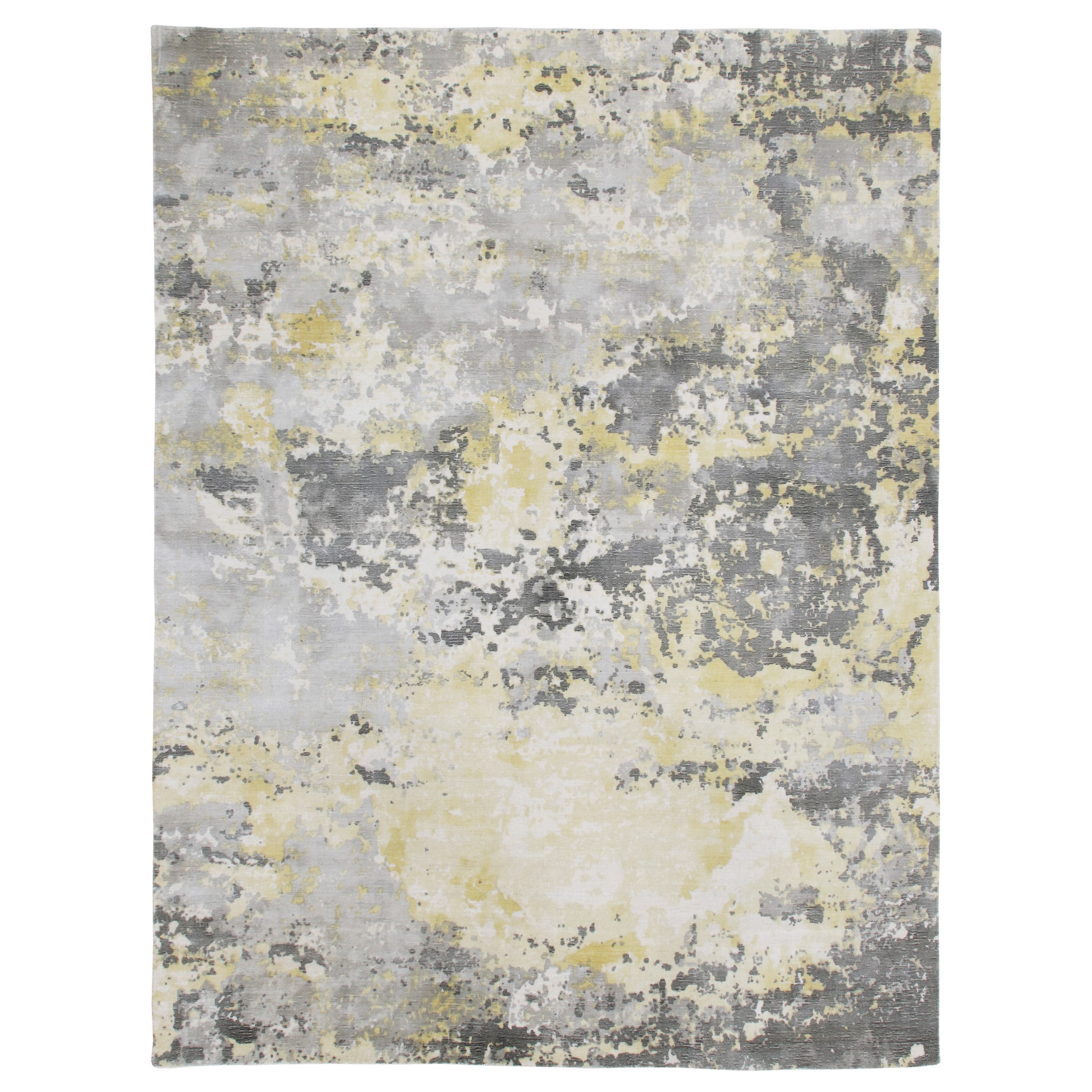 Ox Bay Hand Loomed Modern Abstract Light Area Rug, Gray / Yellow, 9' x 12'
