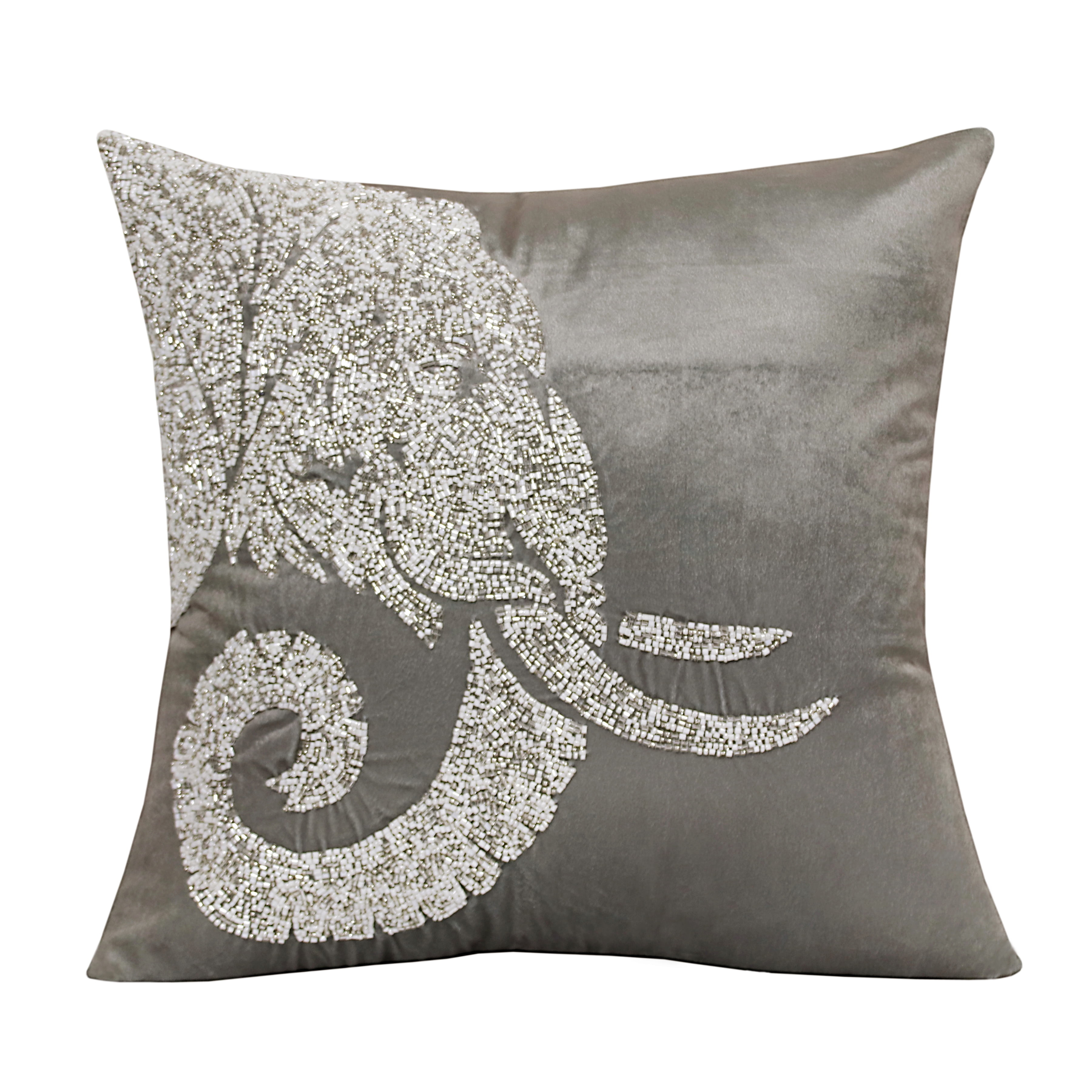 Ox Bay Harlow Handmade Gray/Silver Animal Print Polyester Indoor Throw Pillow, 20" x 20"