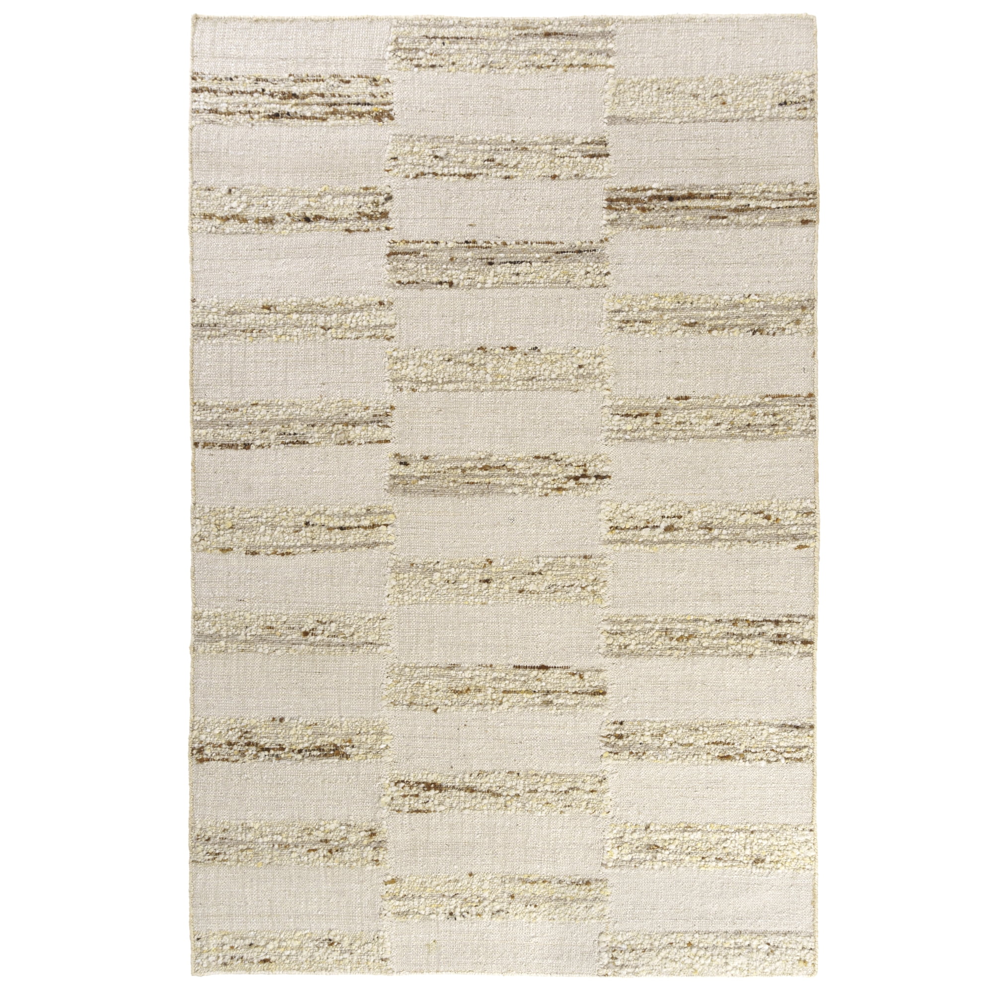 Ox Bay Hayden Checkered Farmhouse Wool Hand-Woven Indoor Area Rug, Ivory/Natural, 7'9" x 9'9"
