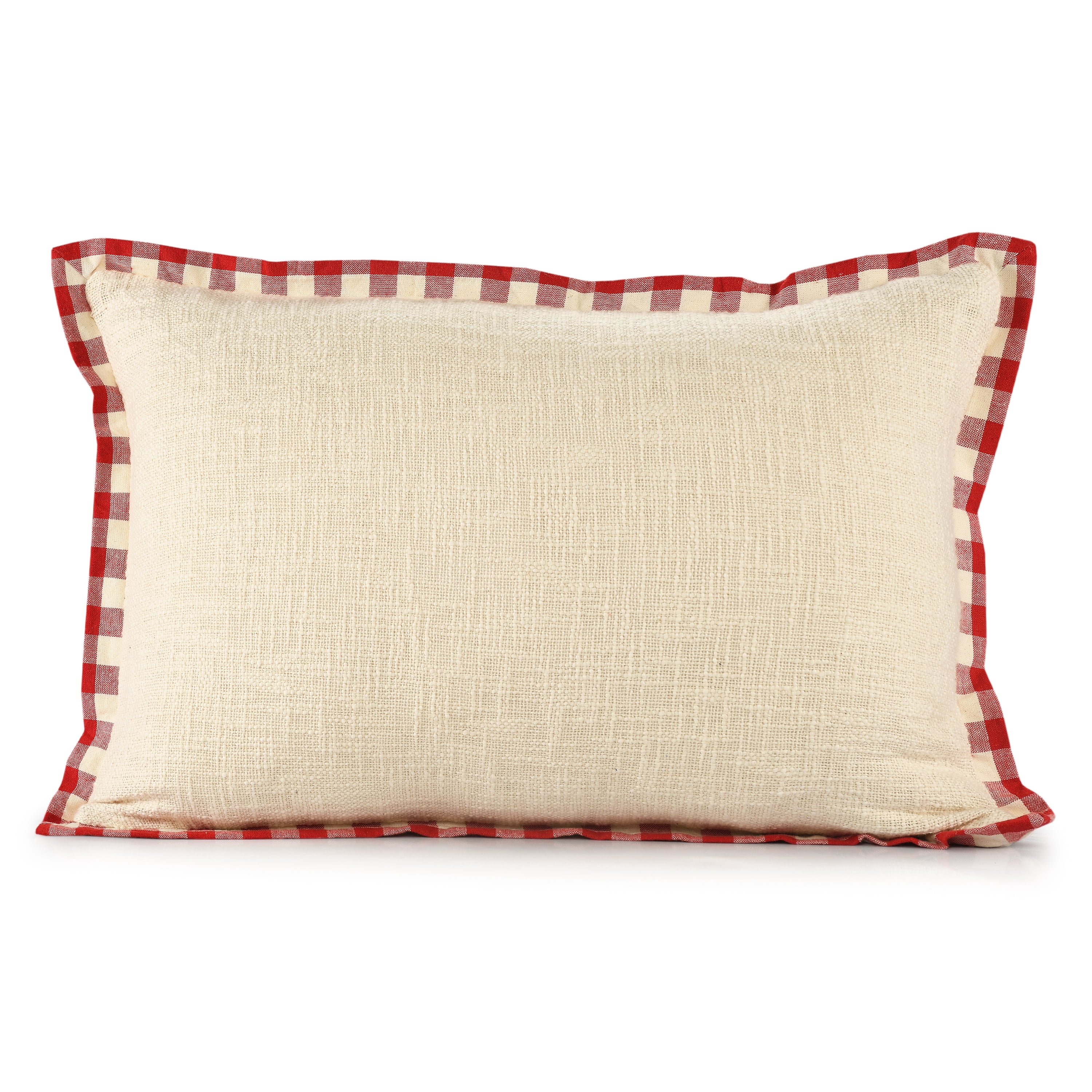 Ox Bay Holiday Set of 2 16" x 24" Red/Ivory Plaid Cotton Adult Decorative Lumbar Throw Pillow Cover Set