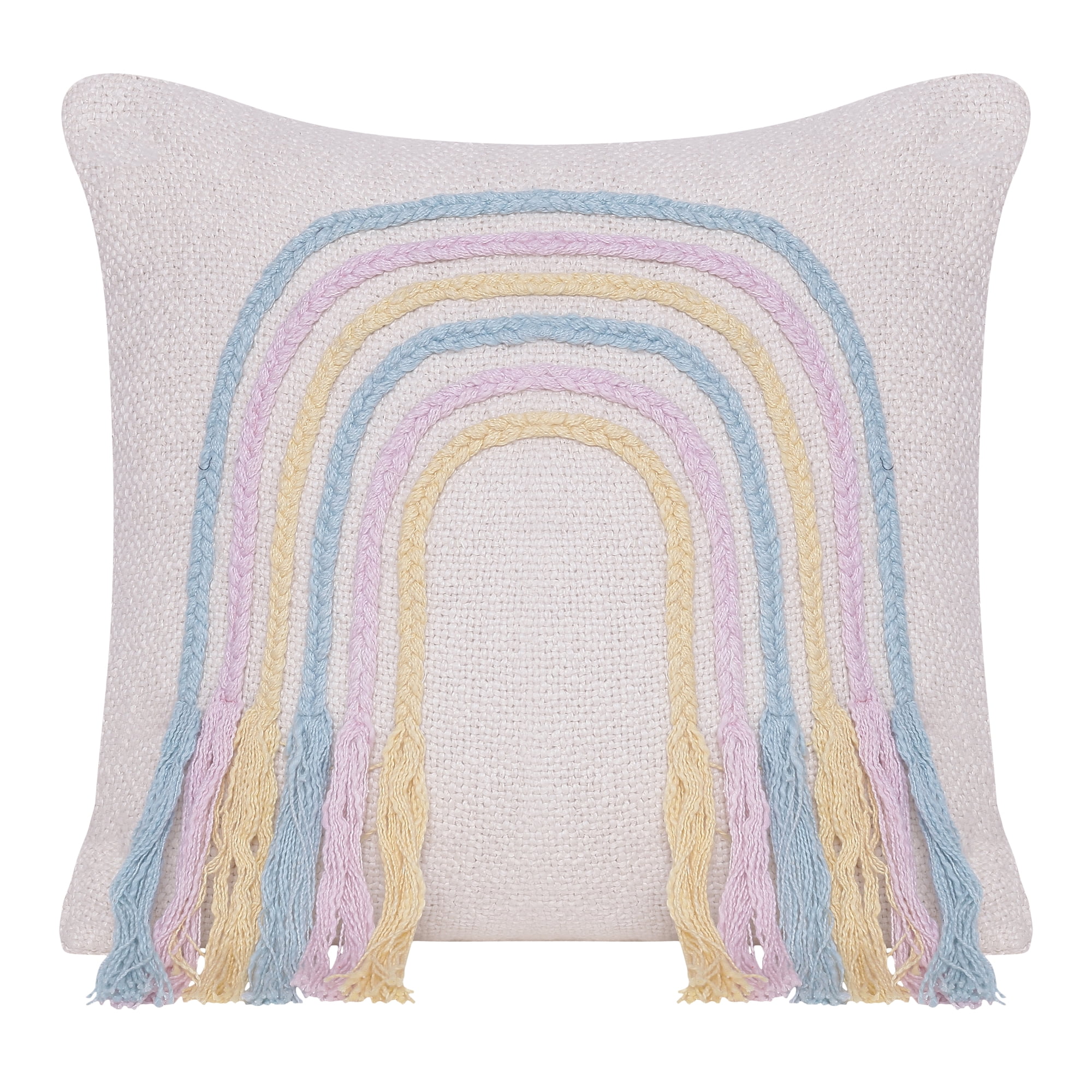 Ox Bay Hope 20" x 20" Braided Pastel Rainbow Abstract Cotton Adult Decorative Throw Pillow