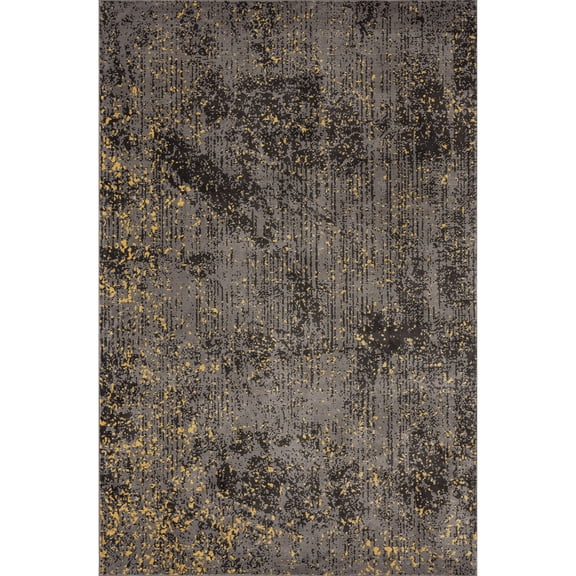 Ox Bay Impulse Speckled Abstract Area Rug, 5 ft. x 7 ft. 6 in., Gray / Ash Brown / Gold
