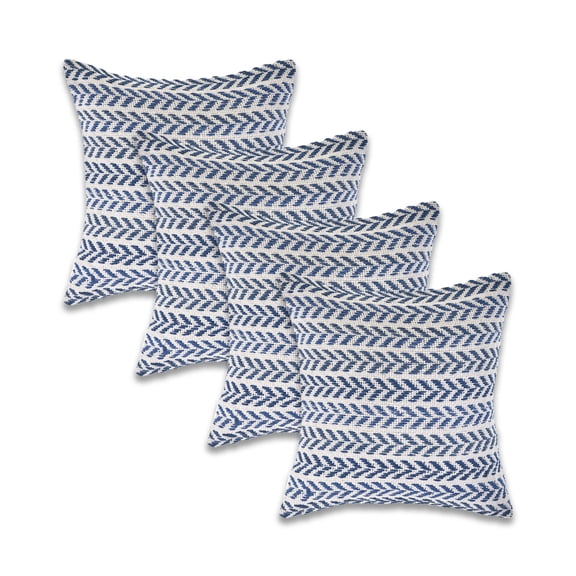 Ox Bay Indigo Chevron Organic Cotton Square 4 Piece Pillow Feather Filled Set