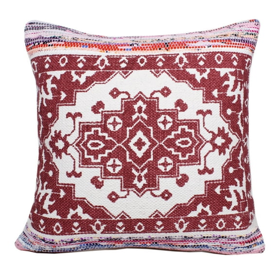 Ox Bay Indoor Boho Medallion Mosaic Throw Pillow , Red / White, 20" x 20"