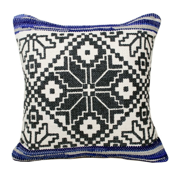 Ox Bay Indoor Border Floral Mosaic Throw Pillow, Blue / Gray / White, 20" x 20"