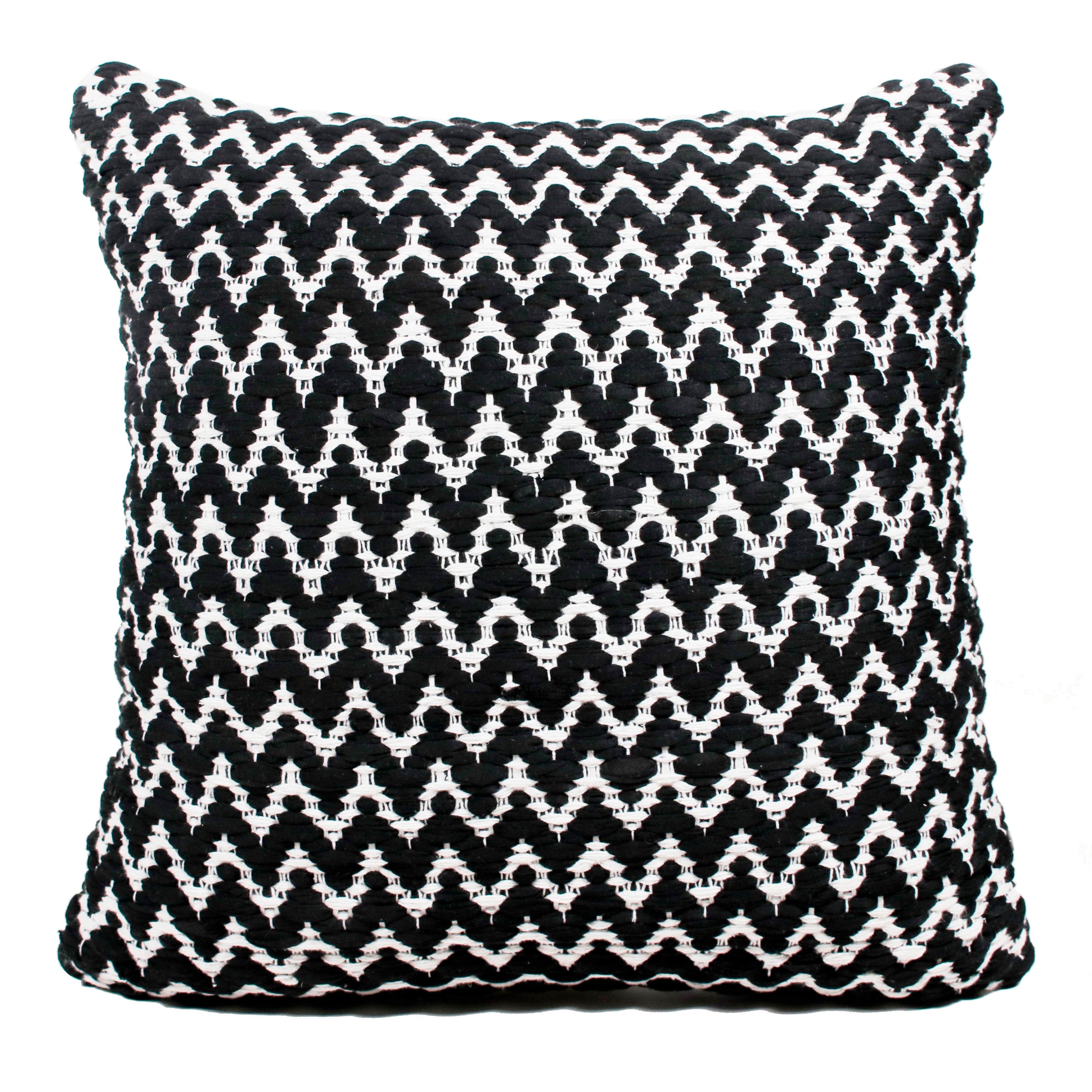 Harlow Hill Indoor Chic Chevron Handwoven Square Throw Pillow, Black / White, 20" x 20"