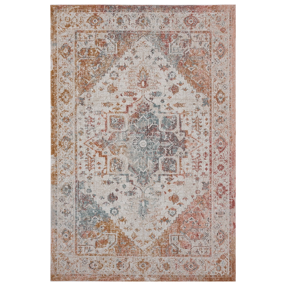 Blake 5'3" x 7'10" Blue and Beige Synthetic Area Rug