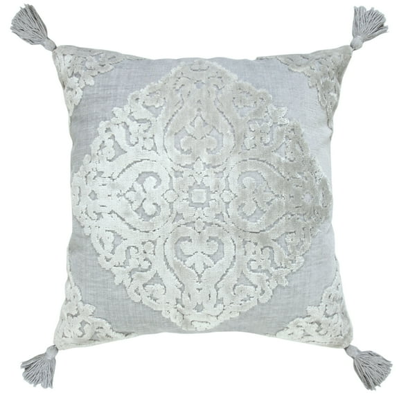 Ox Bay Indoor Traditional Textured Medallion Throw Pillow, Silver Gray, 20" x 20"