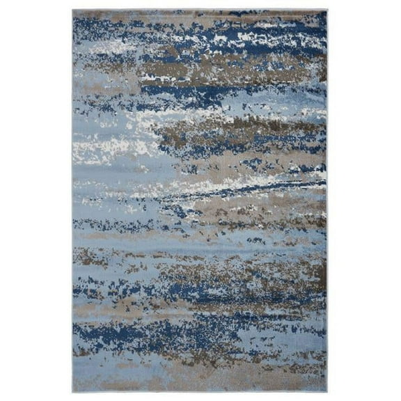 Ox Bay Aura 5'2" x 7'2" Blue/Gray Abstract Performance Indoor Area Rug