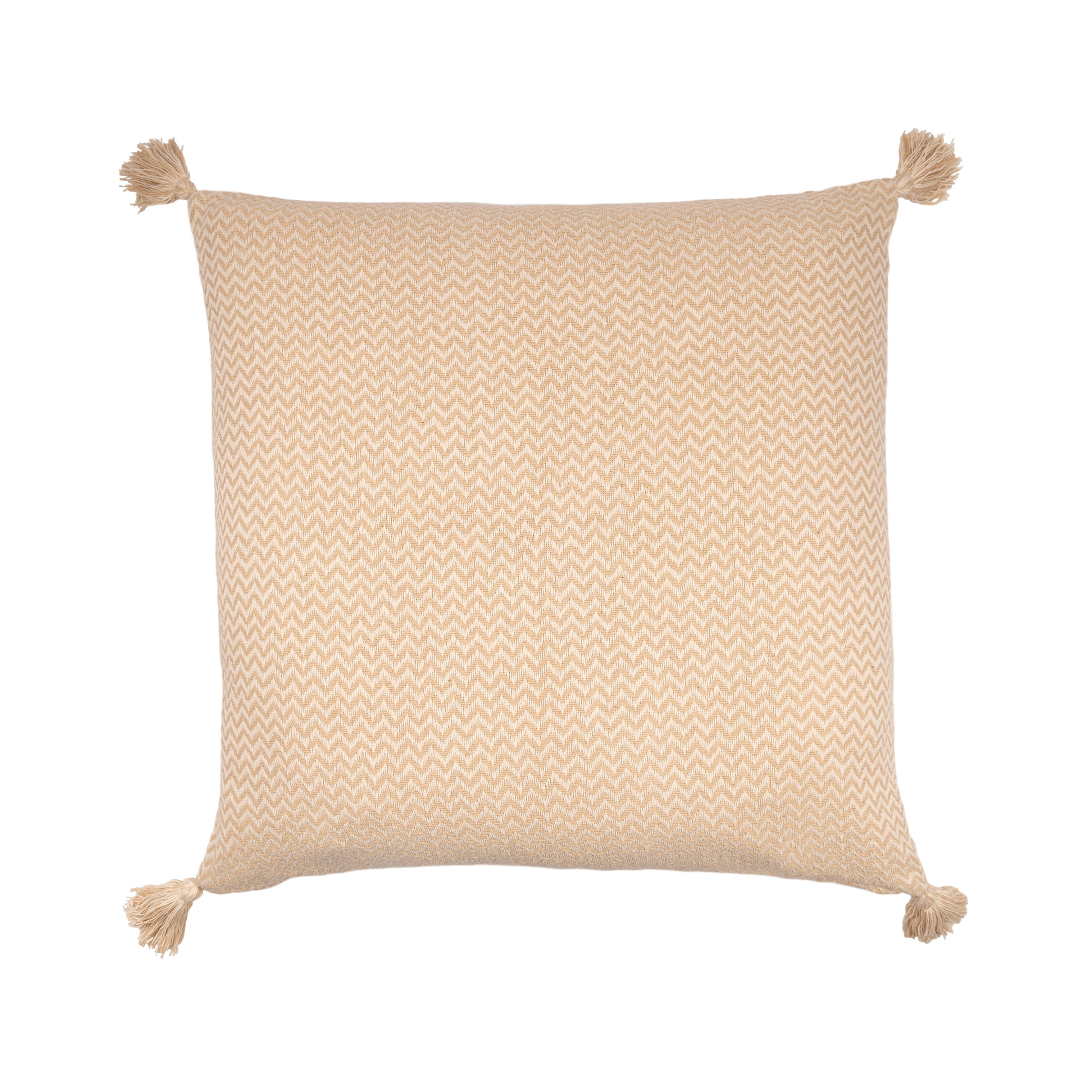 Ox Bay Jane Beige Chevron Stripe Cotton Adult Decorative Throw Pillow Cover
