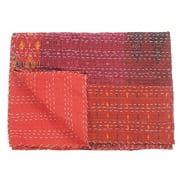 Ox Bay Kandy Happie Kantha Decorative Throw, Maroon, 50" x 70"