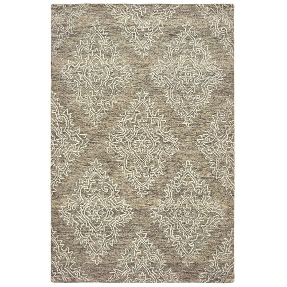 Ox Bay Karma Beige Khaki 9 ft. x 12 ft. Large Tufted Wool Area Rug