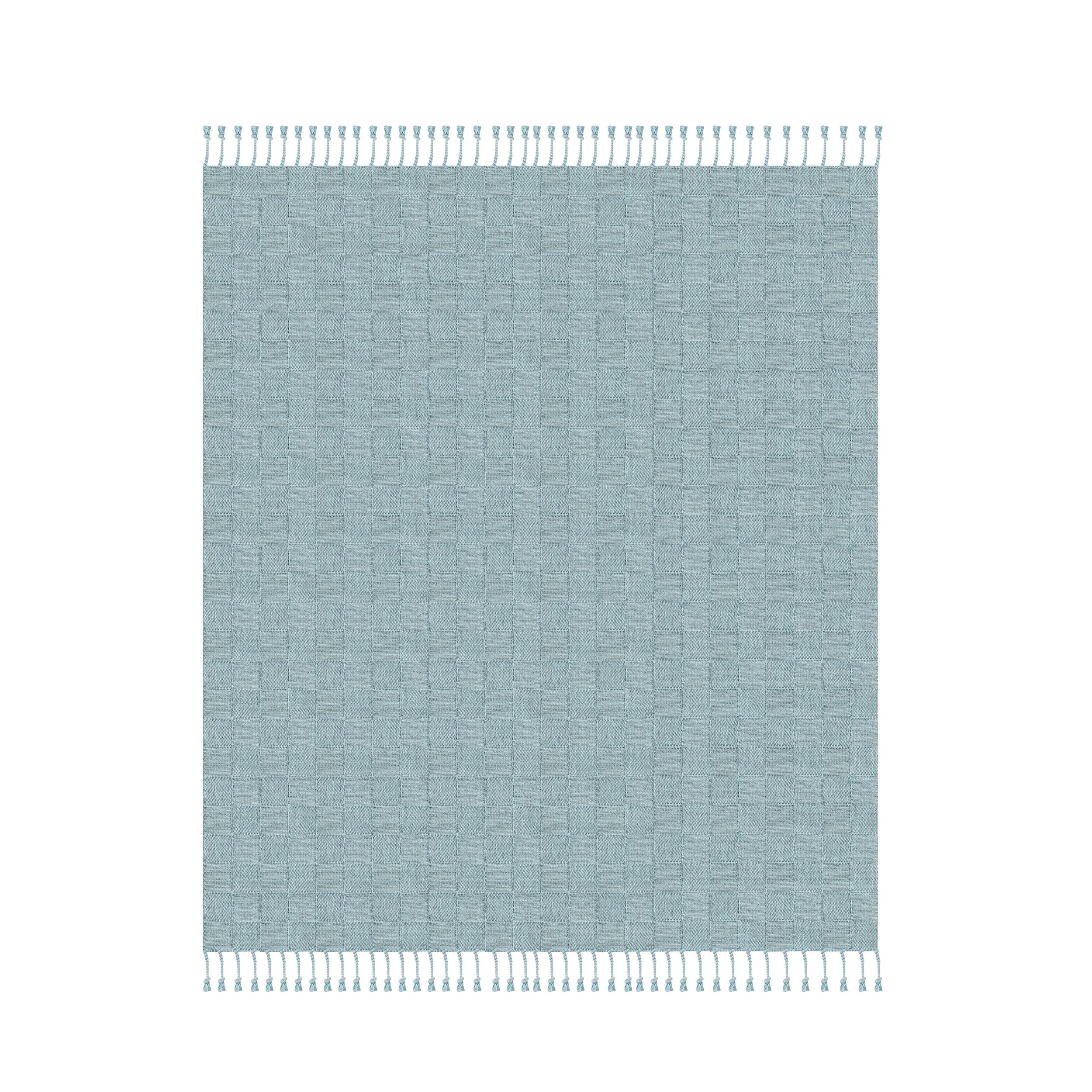 Light Blue Organic Cotton Fringe Throw Blanket 60" x 50"