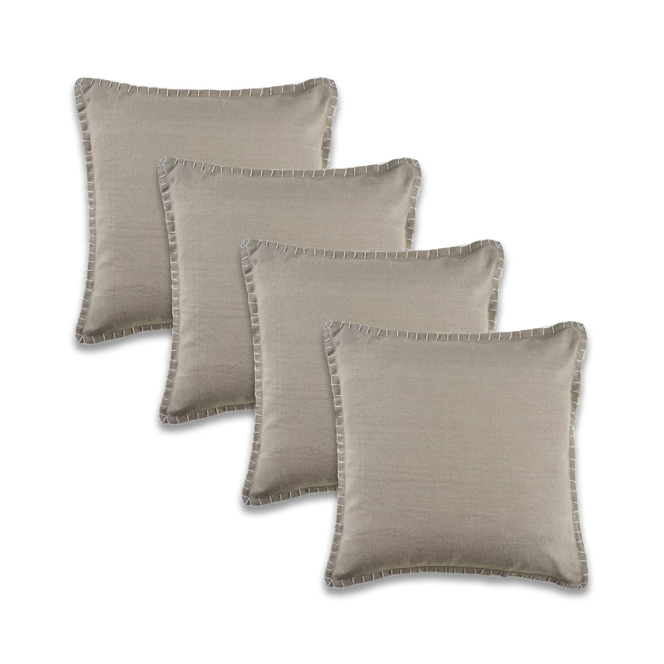 Ox Bay Light Gray Solid Organic Cotton Square 4 Piece Pillow Feather Filled Set