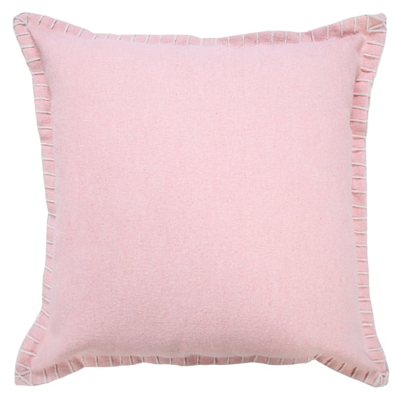 Ox Bay Wilma 20" x 20" Coral Pink Stitch Bordered Cotton Adult Decorative Throw Pillow