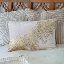 Ox Bay Mabel Abstract Glam Polyester Hand Woven Lumbar Pillow, Gold/Blush Pink, 16" x 24"