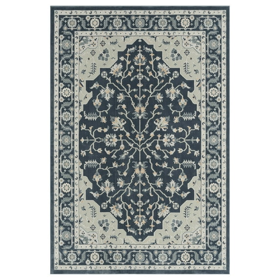 Ox Bay Madison 1'10" x 3' Navy Blue/Gray Floral Durable Performance Indoor Area Rug