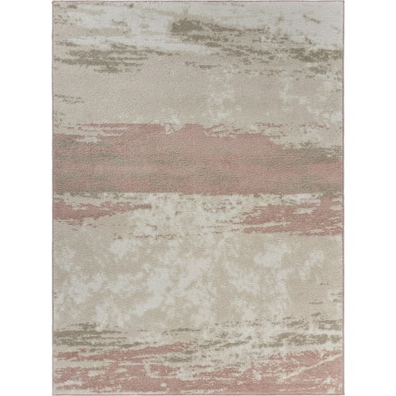 Ox Bay Meadow Distress Abstract Ivory, Blush 8 x 10 Brushstroke Area Rug