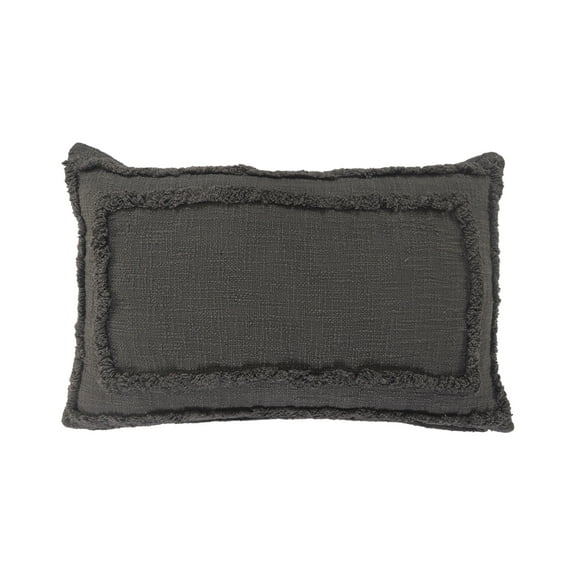 Ox Bay Modern Tufted Solid Lumbar Throw Pillow, 16" x 24" , Gray