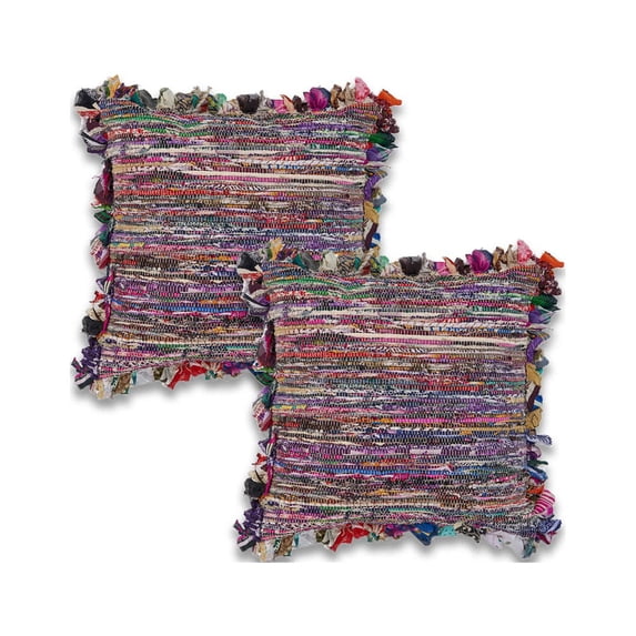 Ox Bay Multi Striped Recycled Materials Square 2 Piece Pillow Cover Set