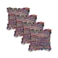 thumbnail image 1 of Ox Bay Multi Striped Recycled Materials Square 4 Piece Throw Pillow Set, 1 of 9